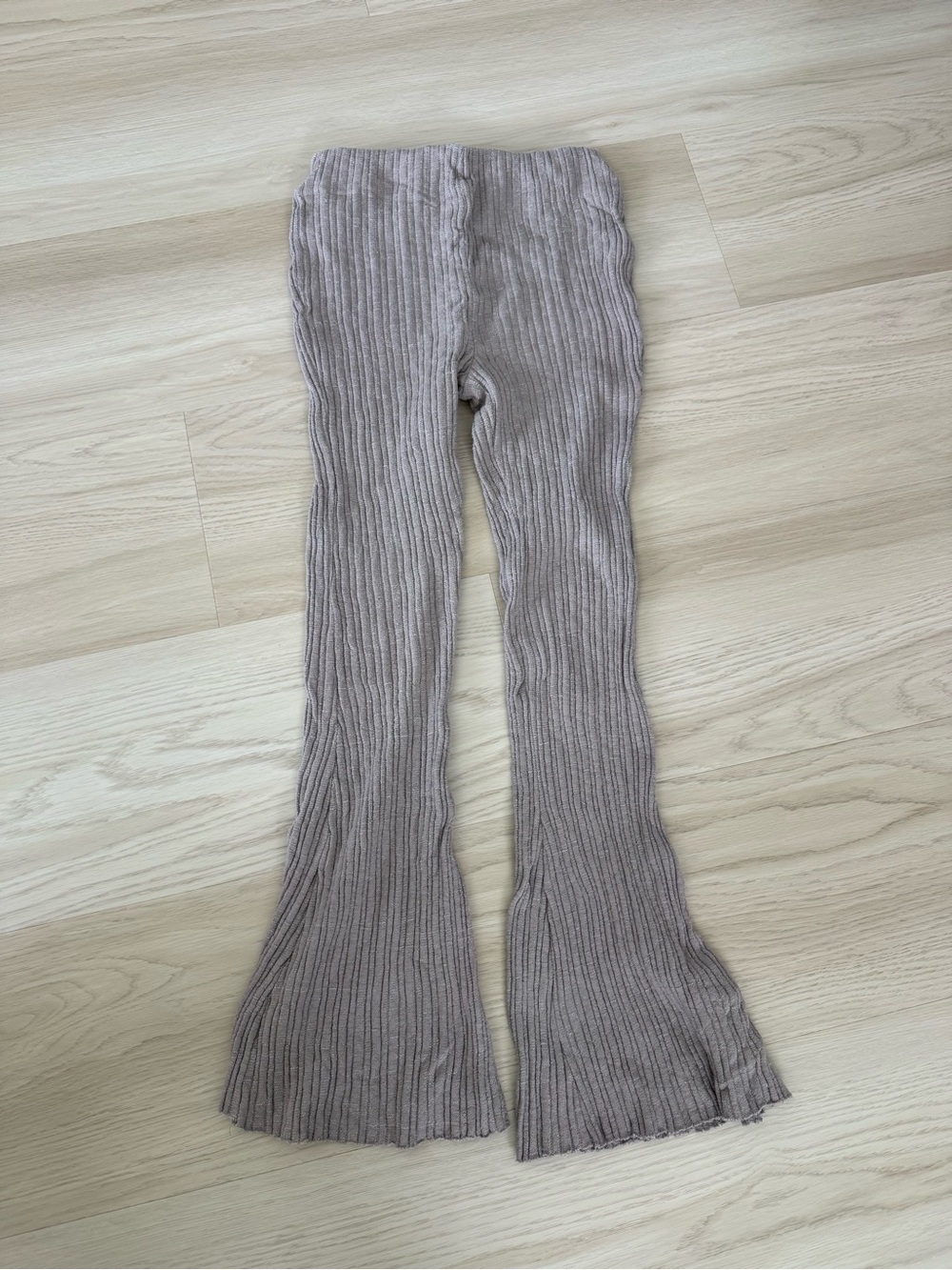 Urban Outfitters Ribbed Flare Pants in Taupe Gray